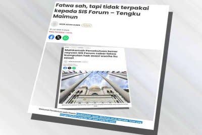 SIS Forum tidak terikat dengan fatwa yang mengisytiharkan pertubuhan itu sebagai sesat kerana ia dikategorikan sebagai syarikat.
