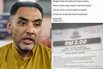 Tangkap layar berhubung dakwaan masjid mengenakan bayaran parkir solat