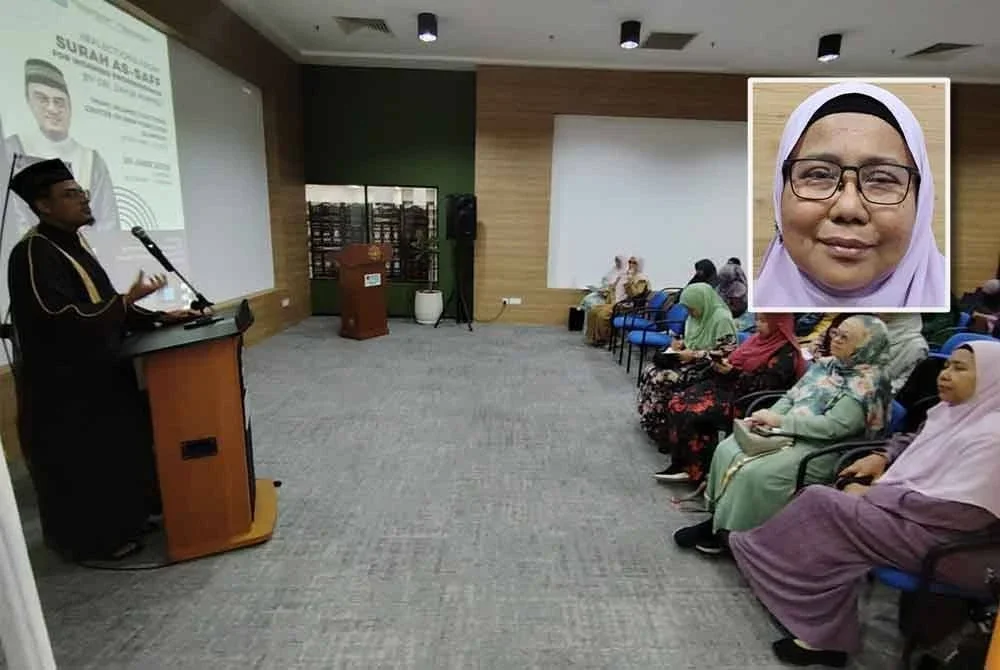 Zakir turut menyentuh bagaimana Surah As-Saff memberi inspirasi kepada warga kerja untuk menjadi agen perubahan di tempat kerja dan masyarakat dalam program Reflections From Surah As-Saff for Working Professionals di UIAM pada Jumaat. Gambar kecil: MARHAINI