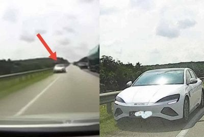Kereta yang dipandu secara melulu dan membahayakan di Kilometer (KM) 55 Lebuhraya Senai–Desaru.