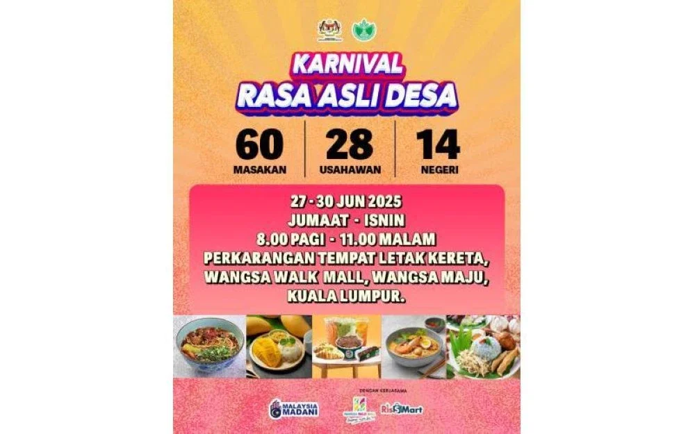 Karnival Rasa Asli Desa akan memberikan pelbagai pilihan hidangan istimewa dari 14 negeri.