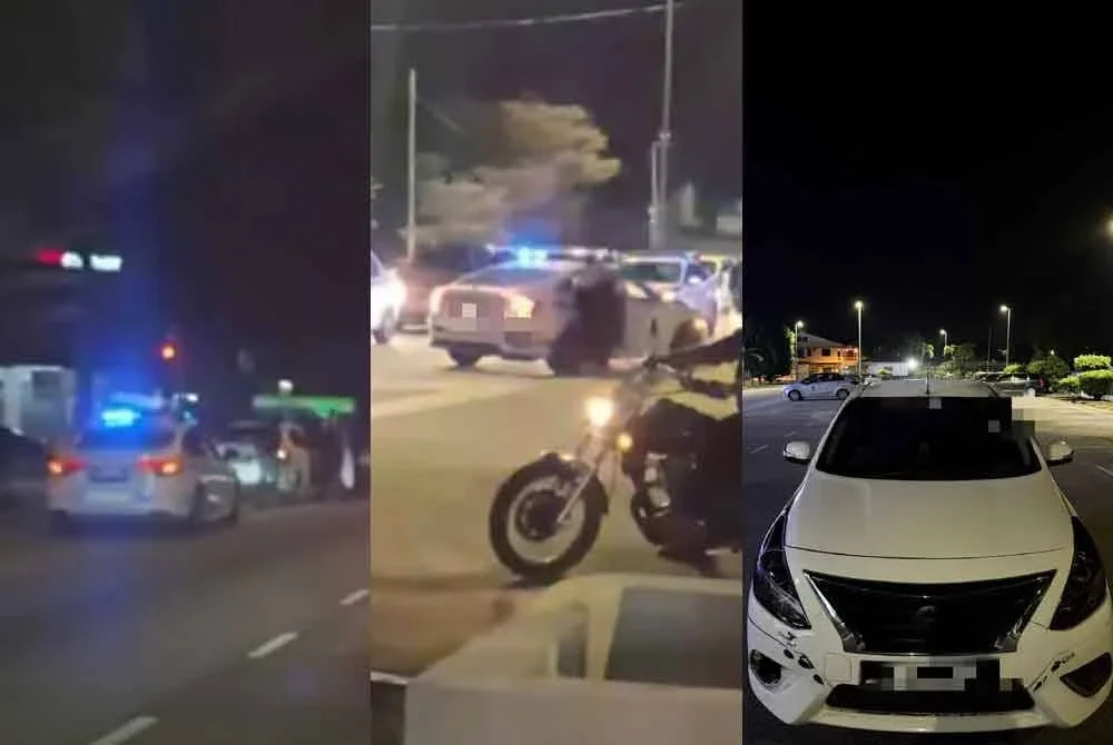 Tangkap layar tular MPV polis mengejar kereta dinaiki suspek di bandar Pontian.