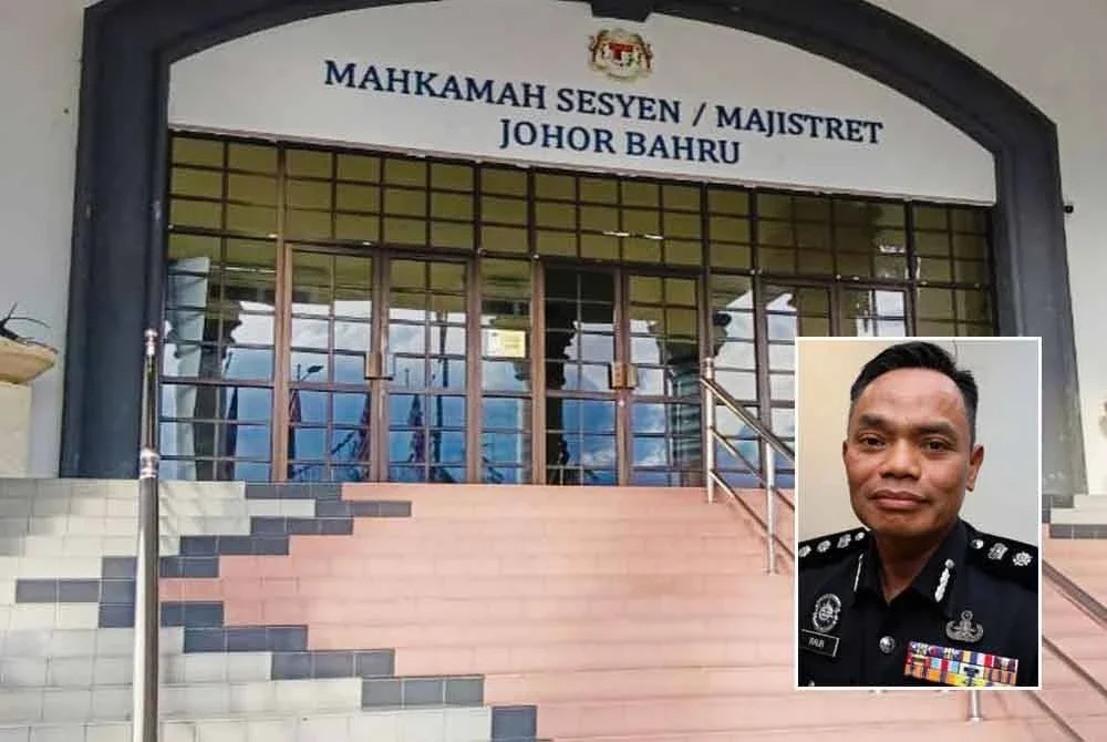 Ketiga-tiga jurugambar dari stesen TV3 dan media tempatan lain sedang merakam pergerakan seorang individu yang sedang menunggu proses pertuduhan di Mahkamah Majistret, Johor Bharu, pada Rabu sebelum menerima ugutan daripada suspek. Gambar kecil: Raub Selamat