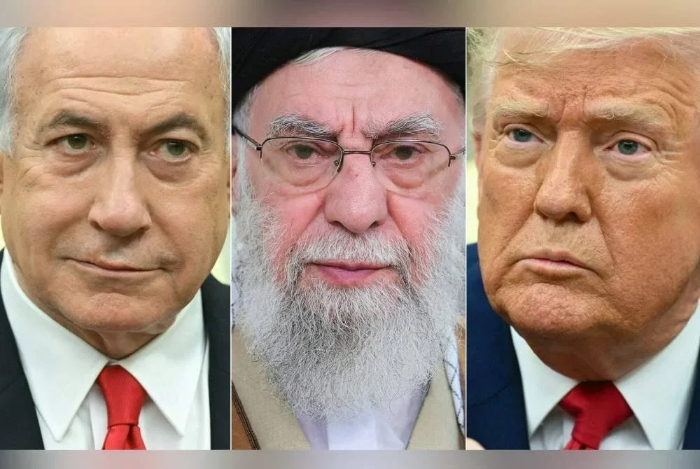 Netanyahu (kiri), Khamenei (tengah) dan Trump. Foto AFP