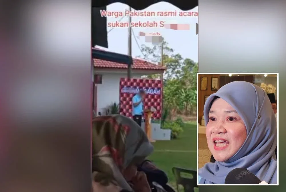 Tular video lelaki dipercayai warga asing merasmikan program sukan sebuah sekolah rendah di daerah Kerian. Foto ihsan pembaca (Gambar kecil: Fadhlina)