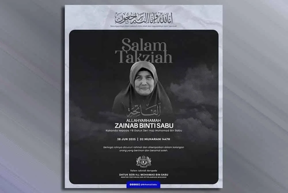Kakak kepada Menteri Pertanian dan Keterjaminan Makanan Datuk Seri Mohamad Sabu, Zainab Sabu meninggal dunia hari ini pada usia 76 tahun.