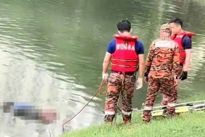 Gambar tular di Facebook memaparkan penemuan satu mayat di tasik Taman Tasik Danau Kota pada Sabtu.