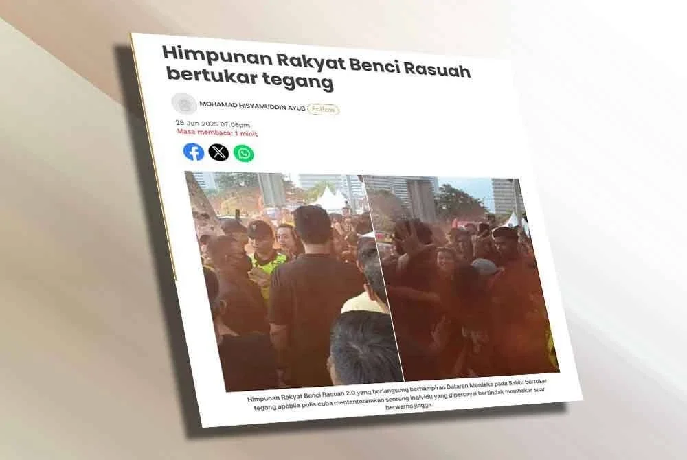 Laporan Sinar Harian pada Sabtu mengenai Himpunan Rakyat Benci Rasuah bertukar tegang.