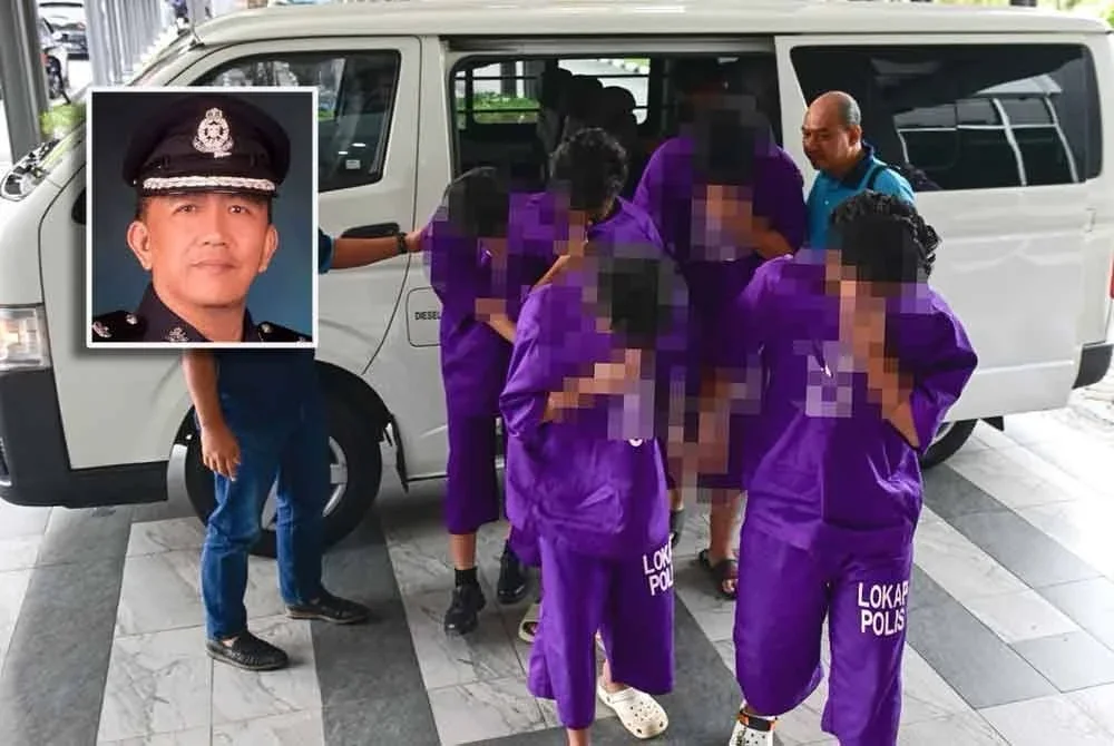 Lima pelajar MRSM Besut yang direman pada Jumaat lalu dilepaskan dengan jaminan polis pada Ahad. Gambar kecil: Azamuddin