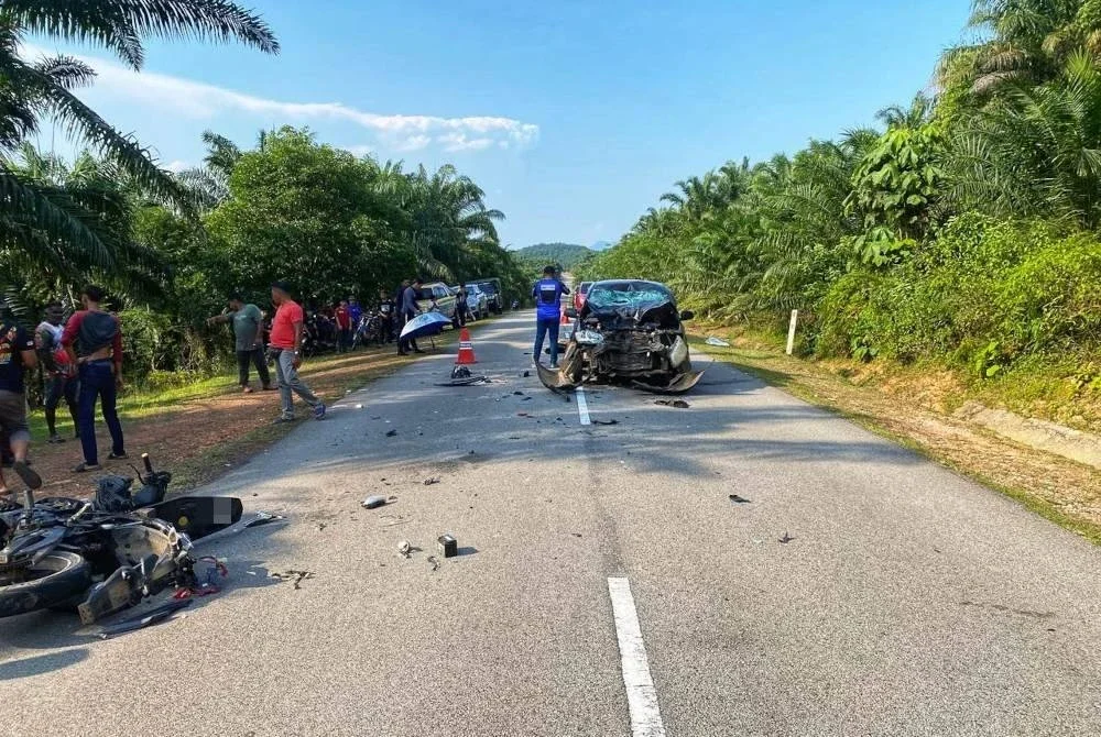 Keadaan di lokasi kejadian yang meragut nyawa seorang pelajar Kolej Vokasional Chenor. Foto ihsan PDRM