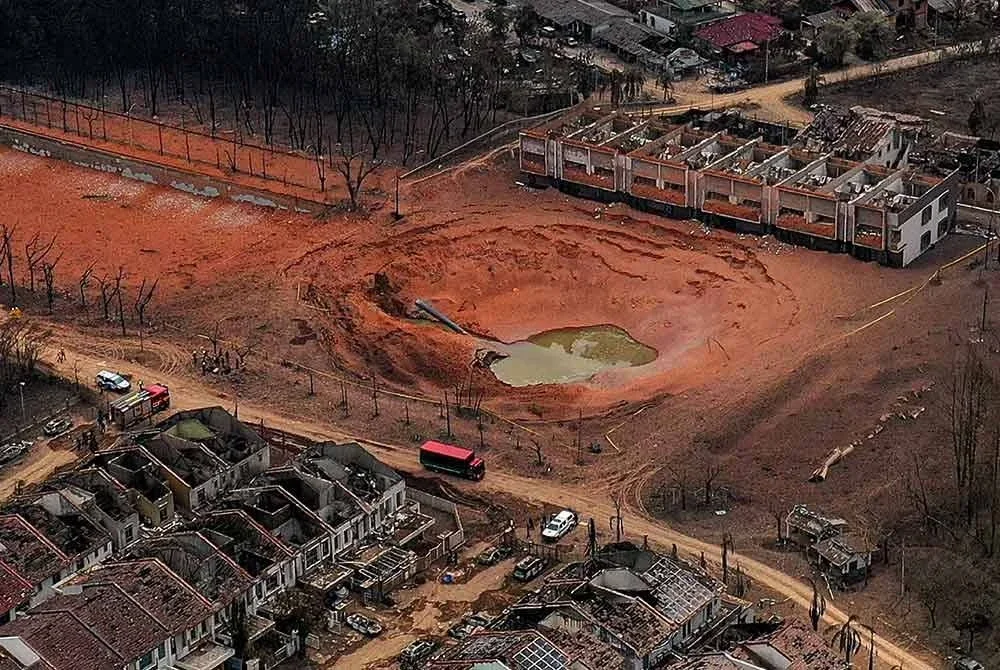 Keadaan di kawasan kebakaran melibatkan kebocoran saluran paip gas di Jalan Putra Harmoni, Putra Heights. Foto fail Bernama