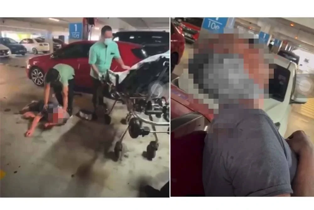 Rakaman video tular memaparkan seorang lelaki warga asing ditemukan cedera parah di parkir hospital pada Ahad.