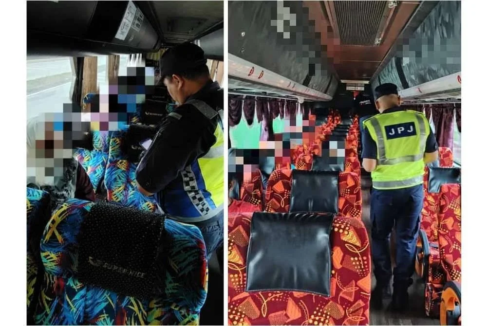 Anggota JPJ Johor melakukan pemeriksaan ketika Ops Khas Pemakaian Tali Pinggang Keledar. Foto JPJ Johor