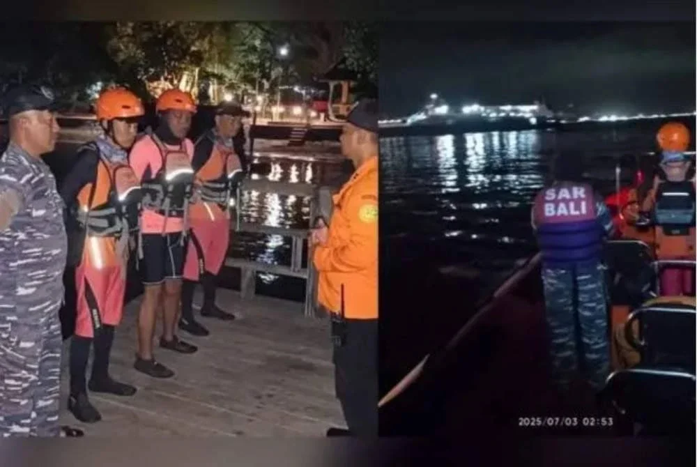 Anggota pasukan keselamatan Indonesia melakukan kerja-kerja mencari dan menyelamat 61 individu dilaporkan hilang selepas sebuah feri karam berhampiran pulau peranginan terkenal Indonesia, Bali.