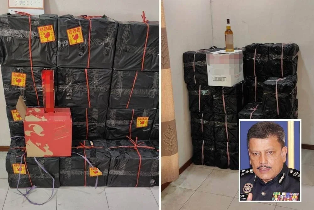 Antara rampasan dibuat polis menerusi Op Taring 1 dan 2 di Kuching, Sarawak. (Gambar kecil: Azmi)