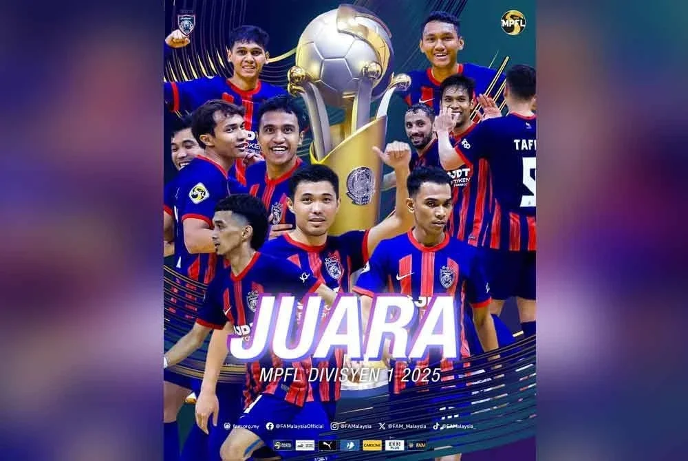JDT mengesahkan kejuaraan Divisyen 1 MPFL 2025 buat kali kedua berturut-turut biarpun masih berbaki satu perlawanan musim ini.
