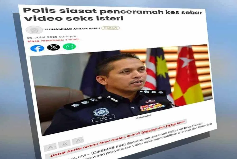 Laporan Sinar Harian sebelum ini berhubung siasatan kes melibatkan penyebaran video lucah oleh seorang penceramah bebas.