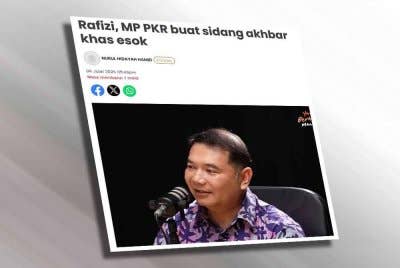 Laporan Sinar Harian mengenai Rafizi yang akan mengadakan sidang akhbar khas bersama beberapa Ahli Parlimen PKR pada Isnin.
