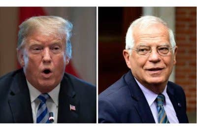 Borrell (kanan) mengecam tindakan Netanyahu mencalonkan Trump (kiri), untuk Hadiah Nobel Keamanan.