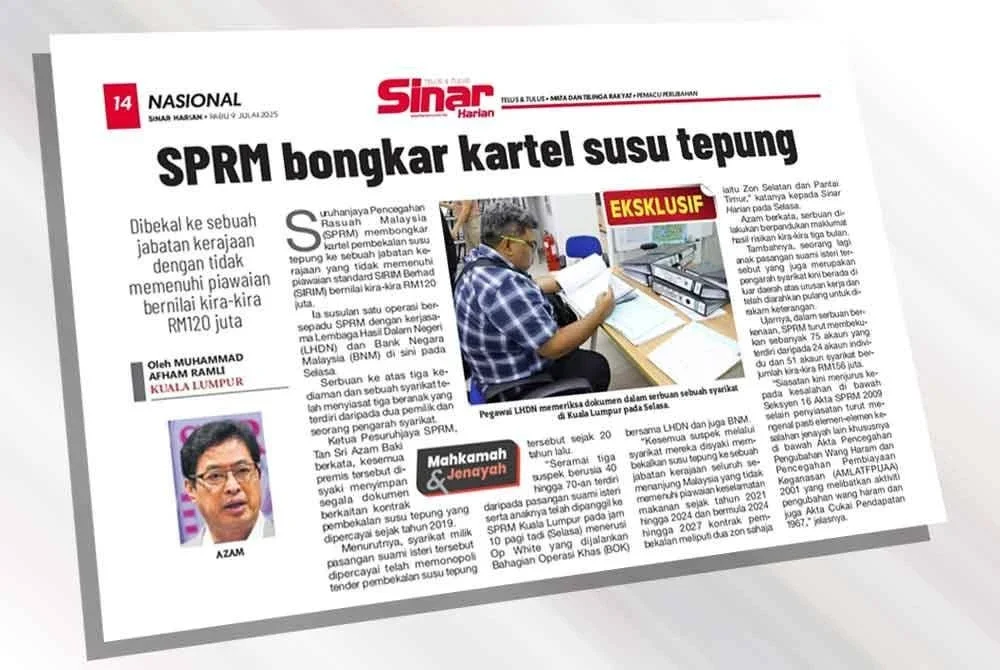 Laporan Sinar Harian pada Rabu.