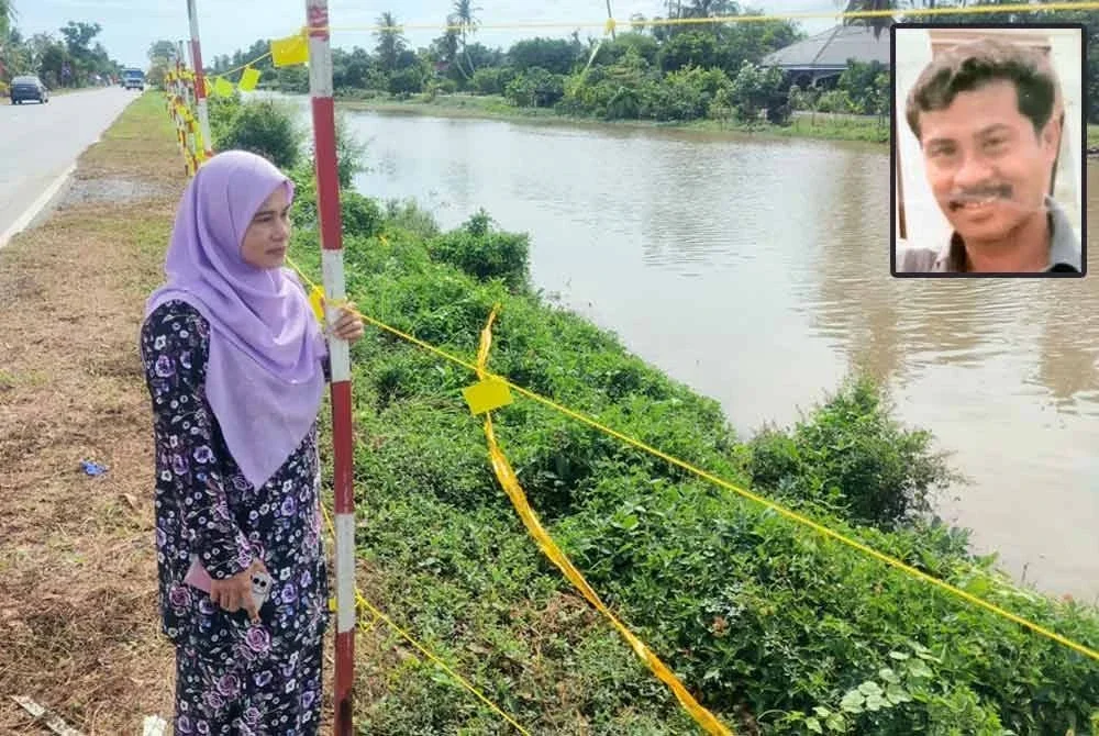 Nazriah berada di lokasi kejadian enam beranak ditemukan lemas di Sungai Korok yang juga pernah mengorbankan bapanya pada 1988. Gambar kecil: Abd Razak.