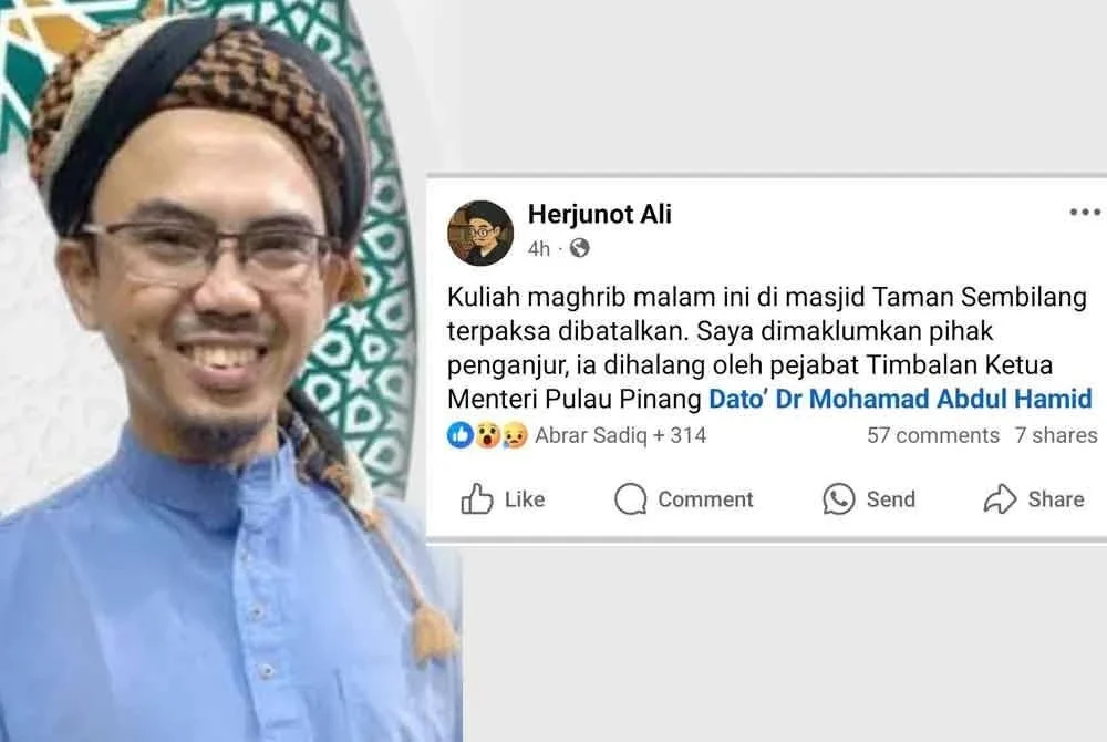 Kenyataan Dr Wan Ji di Facebook pada Ahad selepas kuliah Maghribnya tidak dibenarkan diteruskan.