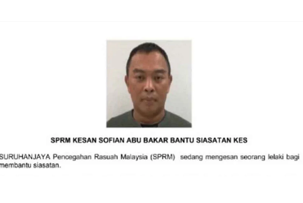 SPRM sedang mengesan seorang lelaki bagi membantu siasatan berhubung satu kes rasuah yang sedang dijalankan.