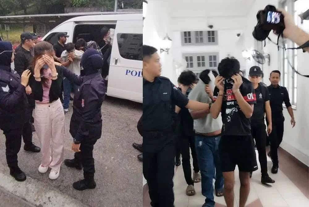 Suspek tiba di Mahkamah Sesyen Johor Bahru pada Selasa.