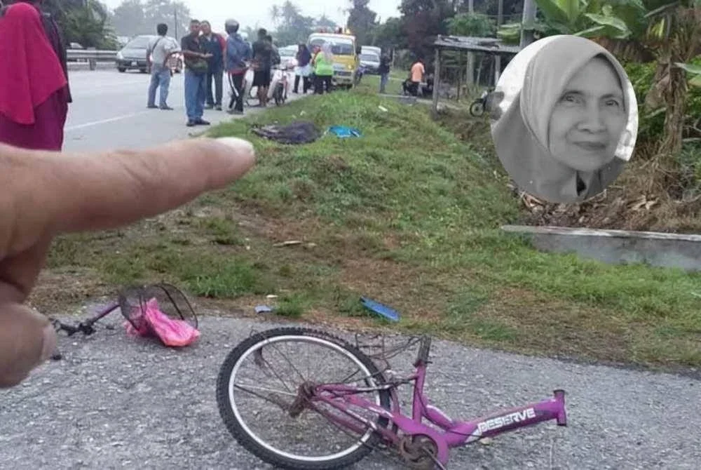 Mangsa mengalami kecederaan parah di bahagian kepala serta badan dan disahkan meninggal dunia di lokasi kejadian. Foto media sosial. Gambar kecil : Putri Maimon Megat Abdul Wahab