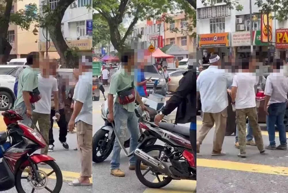 Tangkap layar video tular seorang lelaki memegang parang sambil melakukan provokasi tular di media sosial.