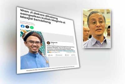Laporan Sinar Harian mengenai program wacana ilmu bersama Wan Ji yang dijadual berlangsung di Masjid Sembilang, Seberang Jaya didakwa dibatalkan di saat akhir.