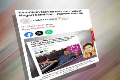 Laporan Sinar Harian berhubung pelarasan tarif air di Negeri Sembilan.