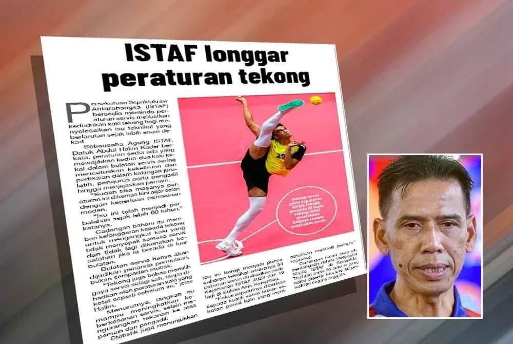 Laporan Sukan Sinar pada Khamis mengenai ISTAF longgar peraturan tekong. Gambar kecil: Ahmad Jais