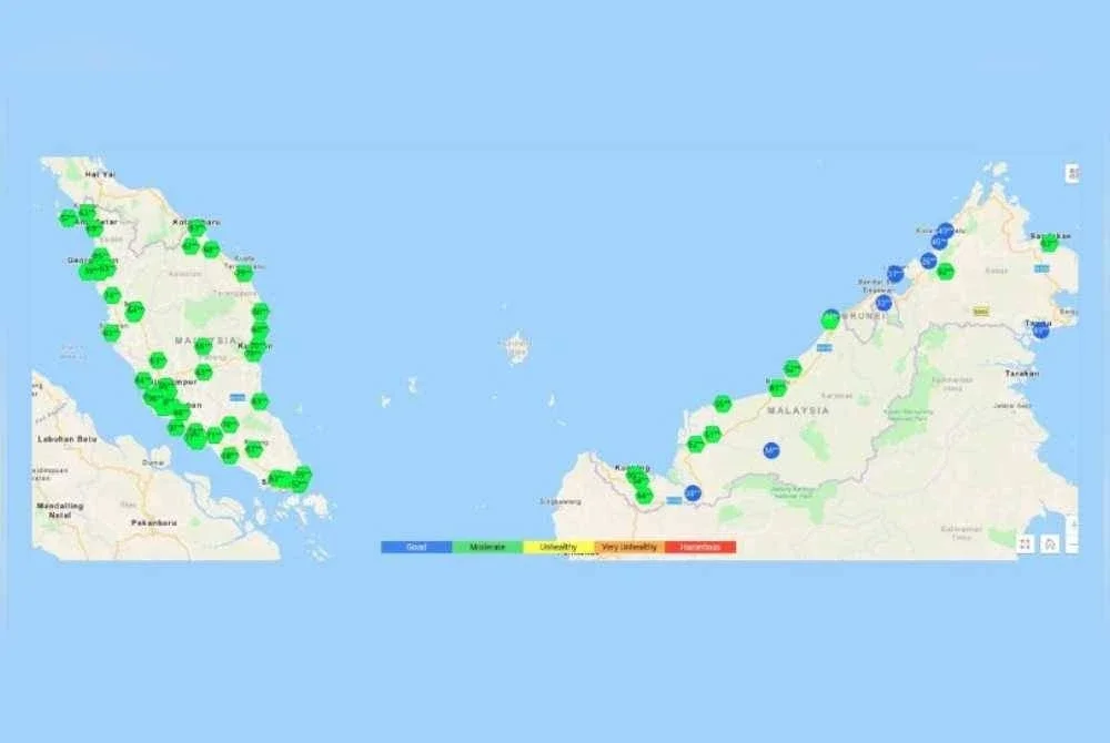 Sebanyak 60 kawasan di seluruh negara merekodkan bacaan Indeks Pencemaran Udara (IPU) tahap sederhana setakat jam 11 pagi Sabtu.