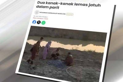 Laporan Sinar Harian mengenai dua kanak-kanak lelaki ditemukan lemas dipercayai terjatuh ke dalam sebuah parit berhampiran Jalan Cili Merah 24/26, Seksyen 24 pada Jumaat.