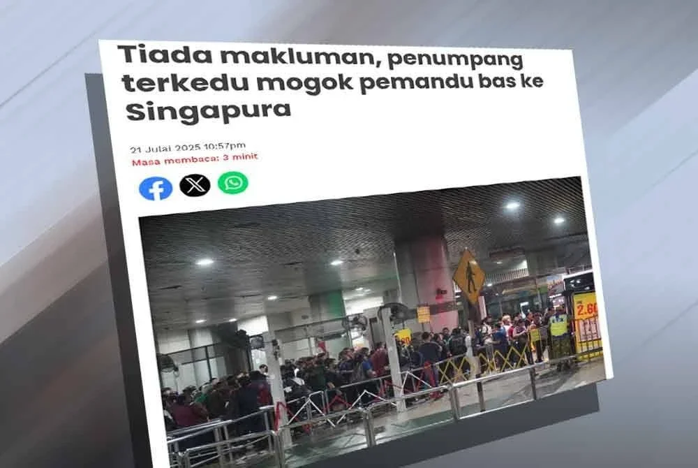 Laporan Sinar Harian mengenai keadaan sesak di sekitar BSI susulan pemandu bas mogok.
