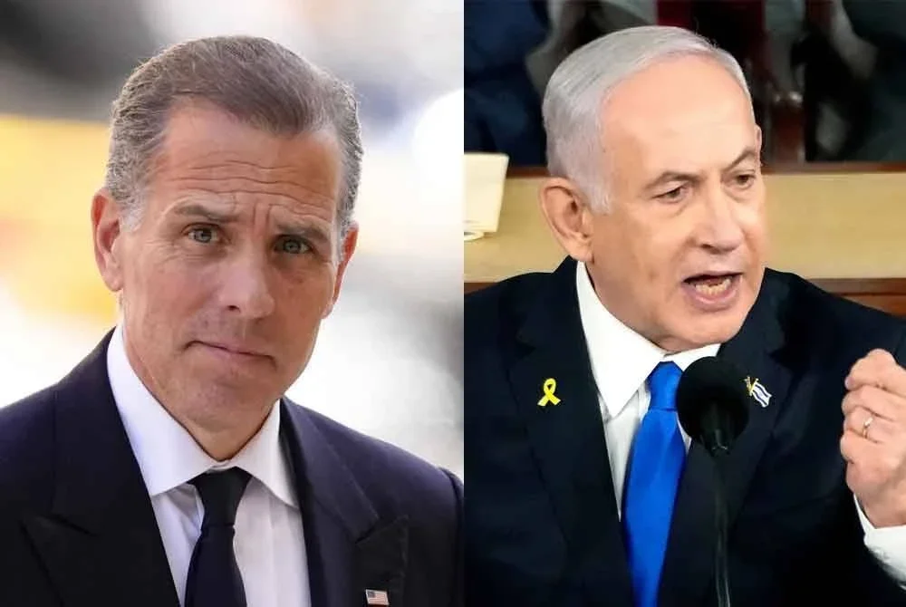Hunter (kiri) turut menyelar Trump kerana memberikan Netanyahu kebebasan mutlak untuk bertindak sewaktu pentadbirannya.