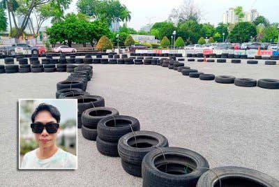 Orang ramai boleh mencuba permainan go kart di Karnival Siang Malam Karangkraf 2025. Gambar kecil: Meen Tahrin