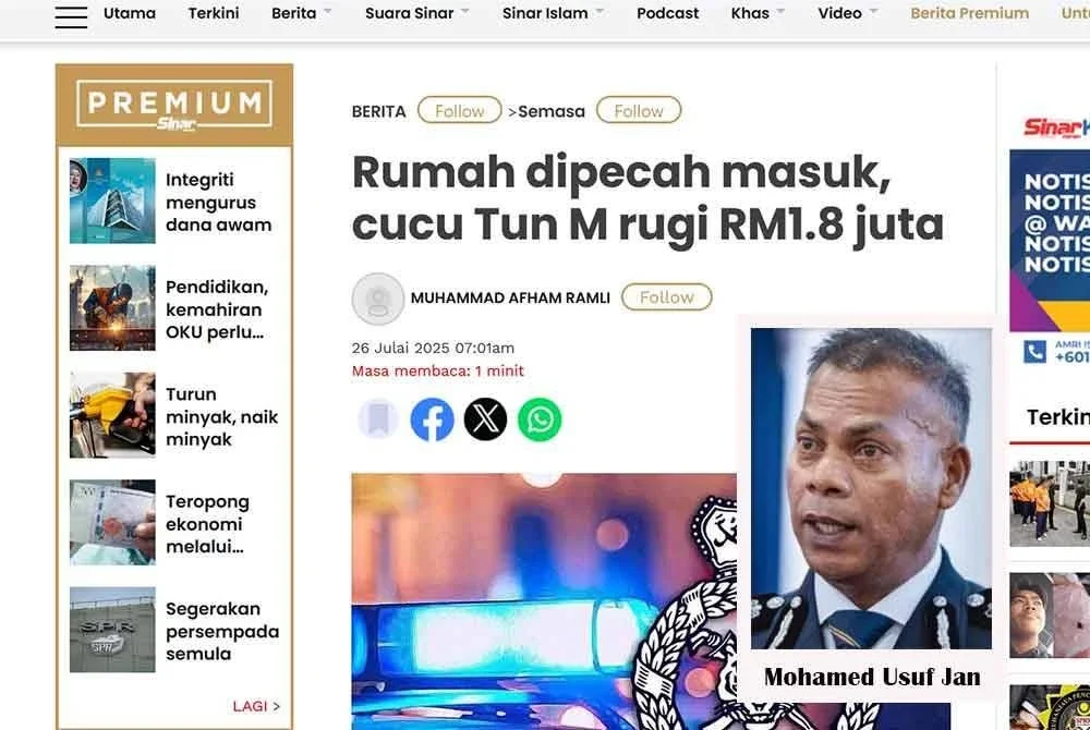 Laporan Sinar Harian pada 26 Julai lalu.