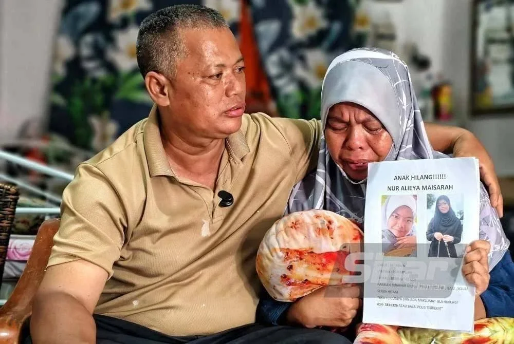 Pasangan suami isteri rayu anak bongsu mereka, Nor Alieya Maisarah pulang ke rumah selepas hilang sejak 8 Mei lalu.