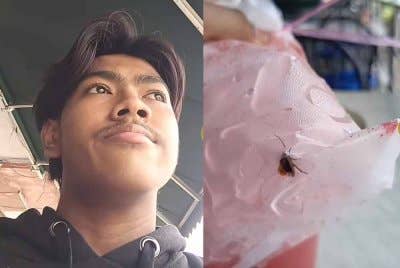 Lelaki yang mendakwa terdapat anak lipas di dalam minuman dipesannya.