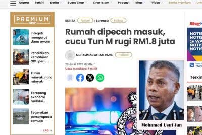 Laporan Sinar Harian pada 26 Julai lalu.