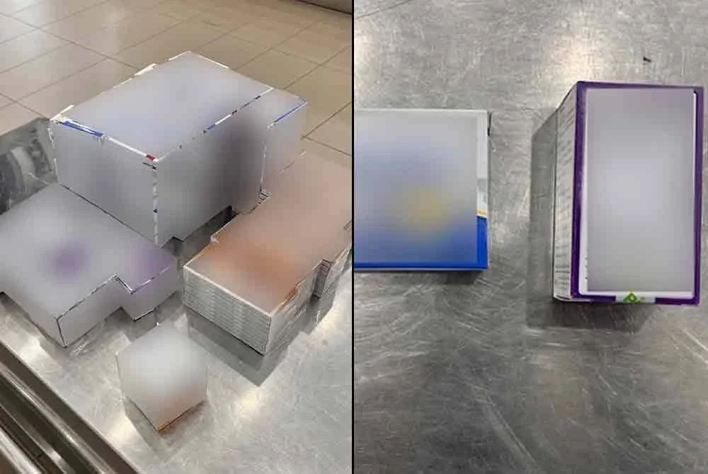 Produk kesihatan yang dirampas di Kompleks Imigresen, Kastam, Kuarantin dan Keselamatan (ICQS) pada Ahad.