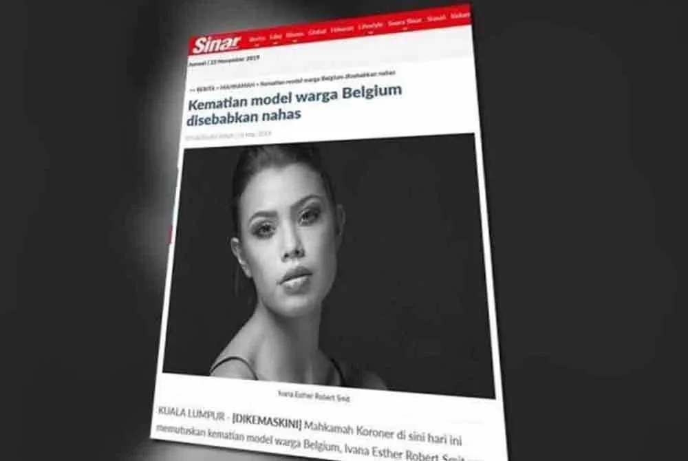 Laporan Sinar Harian berkenaan kematian Ivana Esther Robert Smit, yang mayatnya ditemukan di balkoni tingkat enam sebuah kondominium, lapan tahun lalu.