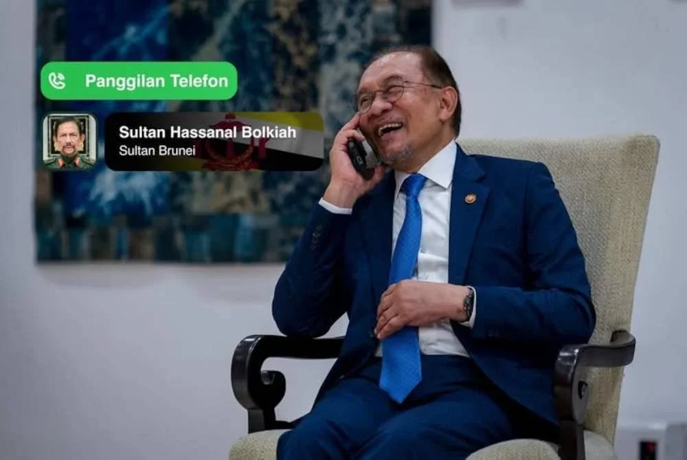Anwar sempat bercakap dengan Sultan Brunei Sultan Hassanal Bolkiah sejurus tiba di Bangunan Sekretariat ASEAN di Jakarta. Foto Facebook Anwar Ibrahim