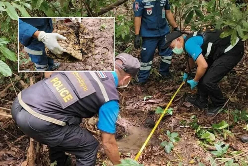 Rangka wanita yang ditemui penduduk ketika sedang mencari cendawan dalam hutan. Foto Thaiger dan MGR Online
