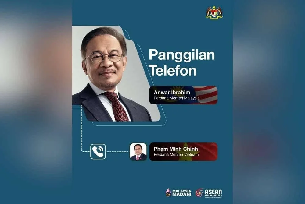 Perdana Menteri Vietnam, Pham Minh Chinh dan Anwar membincangkan isu serantau dan kerjasama dua hala menerusi panggilan telefon pada Rabu.