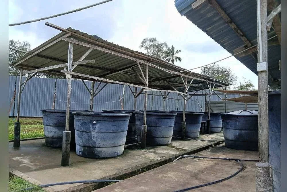 Tempat mandi pekerja lelaki dibina secara terbuka.