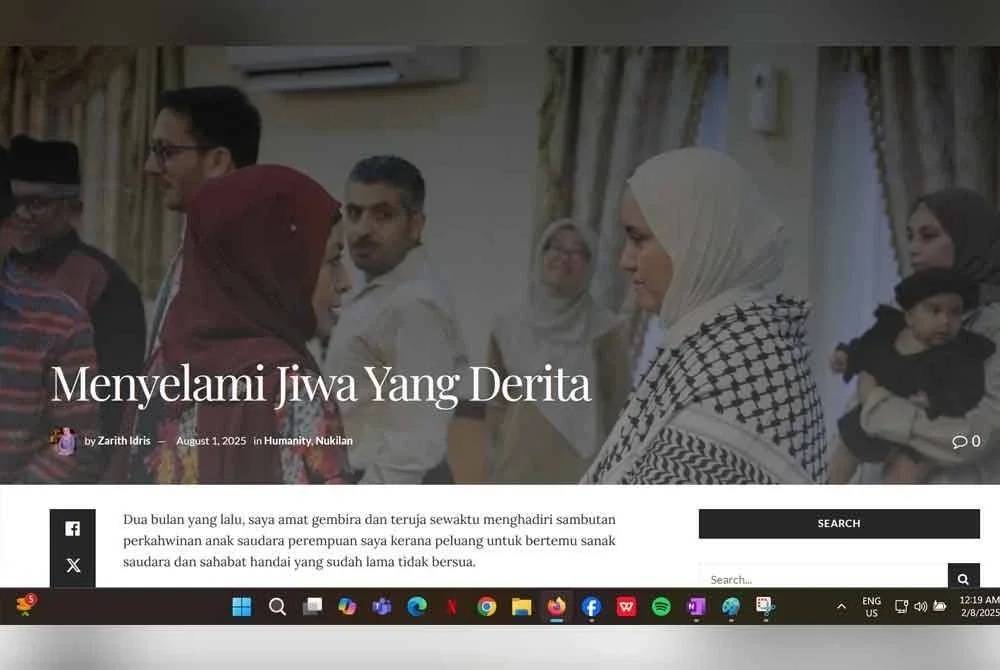 Entri terbaharu blog berkenaan bertajuk 'Menyelami Jiwa Yang Derita', boleh diakses melalui laman: https://zarithidris.com/menyelami-jiwa-yang-derita