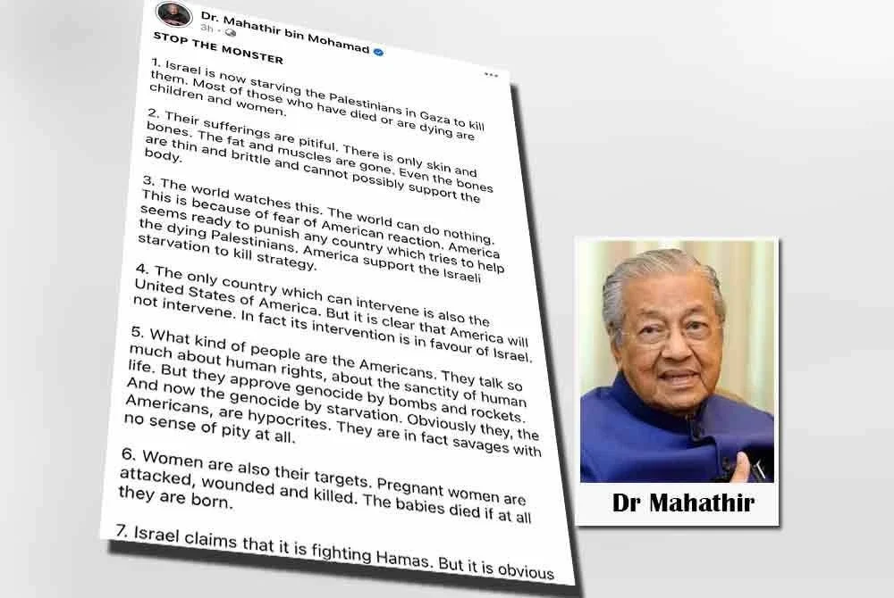 Hantaran Facebook Dr Mahathir pada Isnin.
